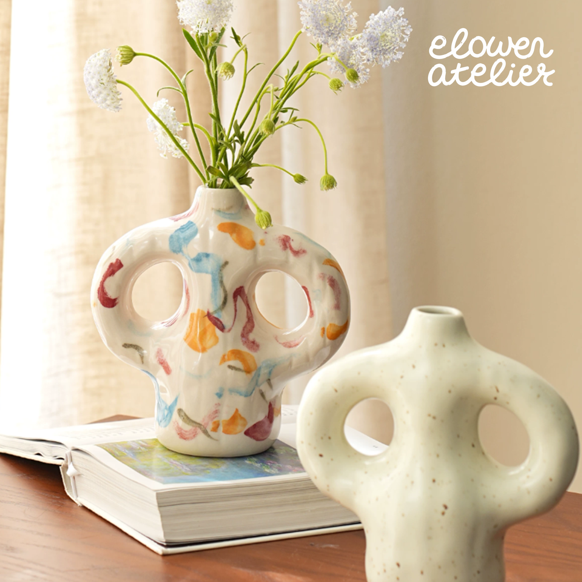 Double Handle Artisan Ceramic Vase Main image