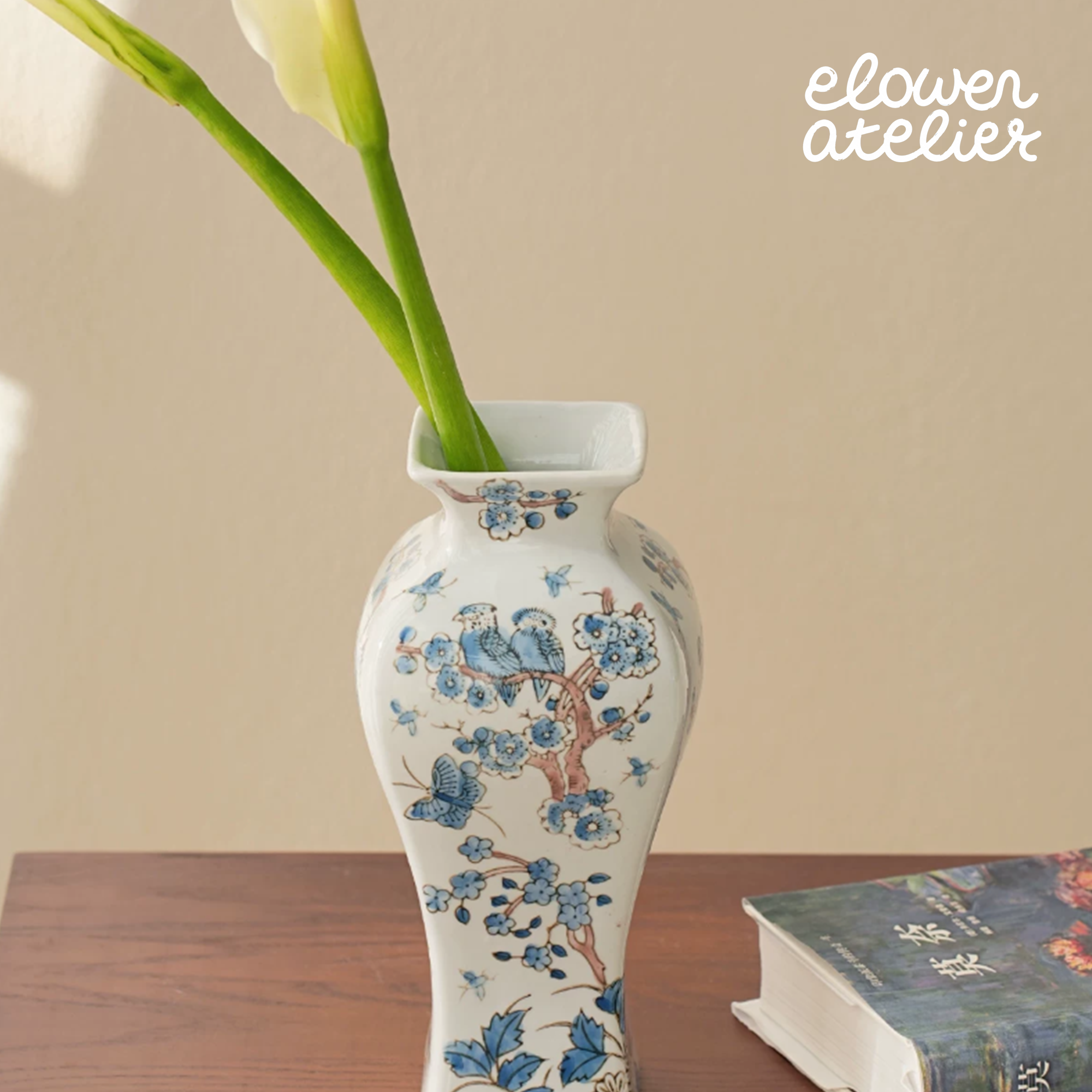 Joyful Magpie Blue and White Porcelain Vase