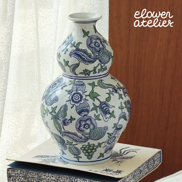 Hand Painted Blue and White Gourd Vase