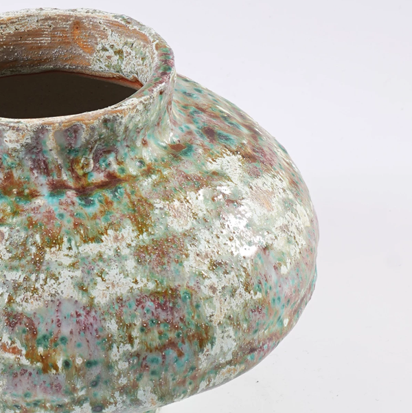 Aged Wabi Sabi Artisan Pottery Vase