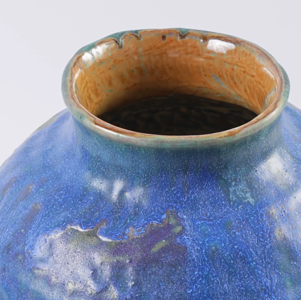 Vintage Blue Ceramic Art Planter