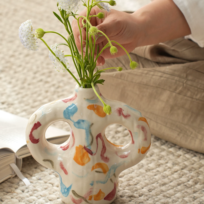 Double Handle Artisan Ceramic Vase Secondary image