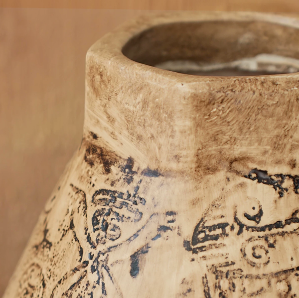 Carved Vintage Wabi Sabi Ceramic Vessel