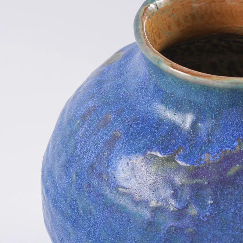 Vintage Blue Ceramic Art Planter