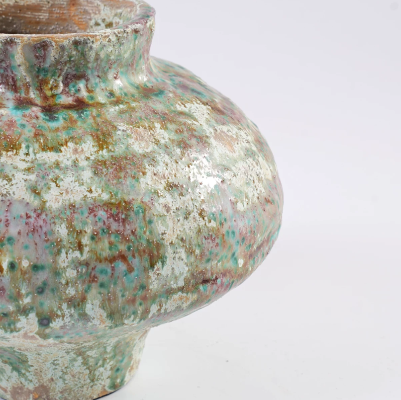 Aged Wabi Sabi Artisan Pottery Vase