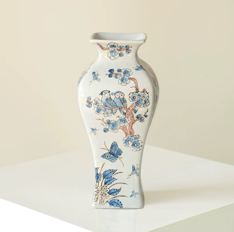 Joyful Magpie Blue and White Porcelain Vase