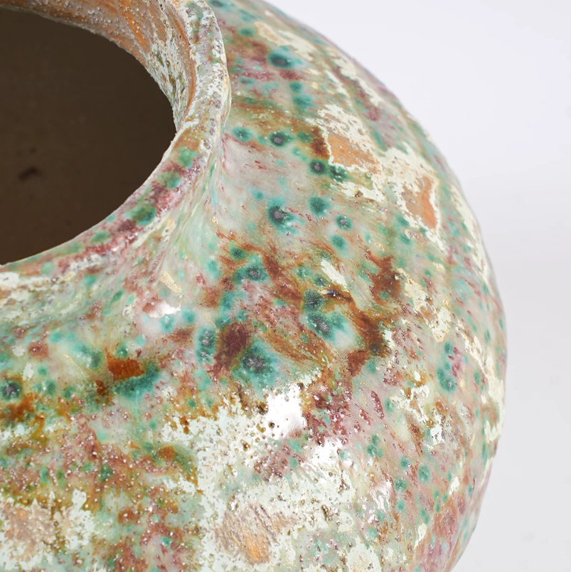 Aged Wabi Sabi Artisan Pottery Vase