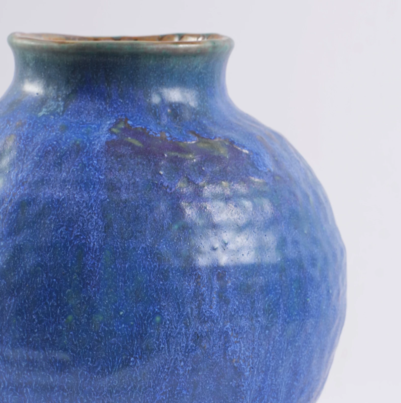 Vintage Blue Ceramic Art Planter