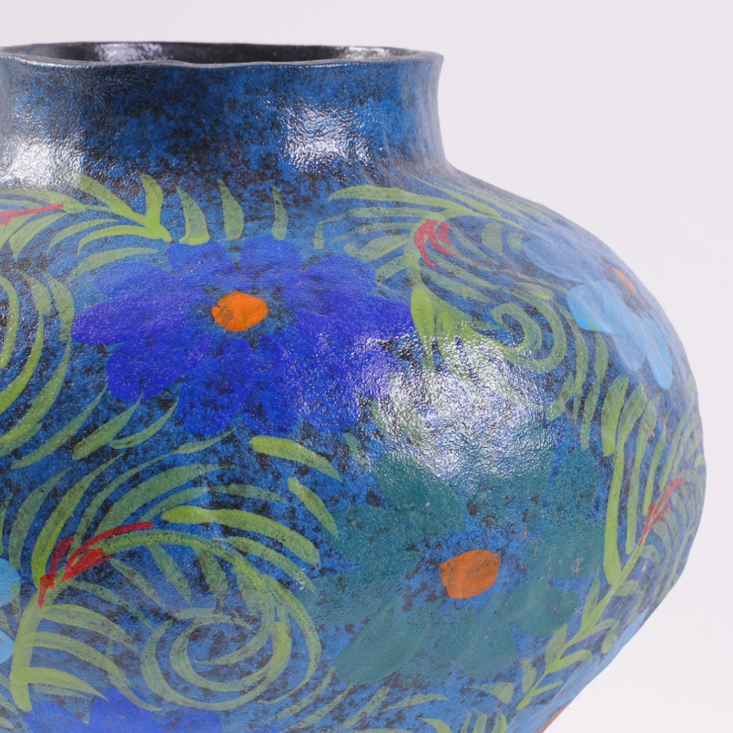 Vintage Blue Ceramic Art Planter