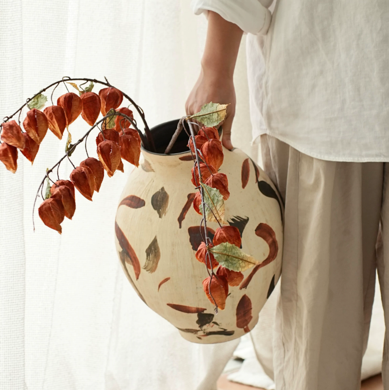 Koi Fish Handcrafted Ceramic Art Vase